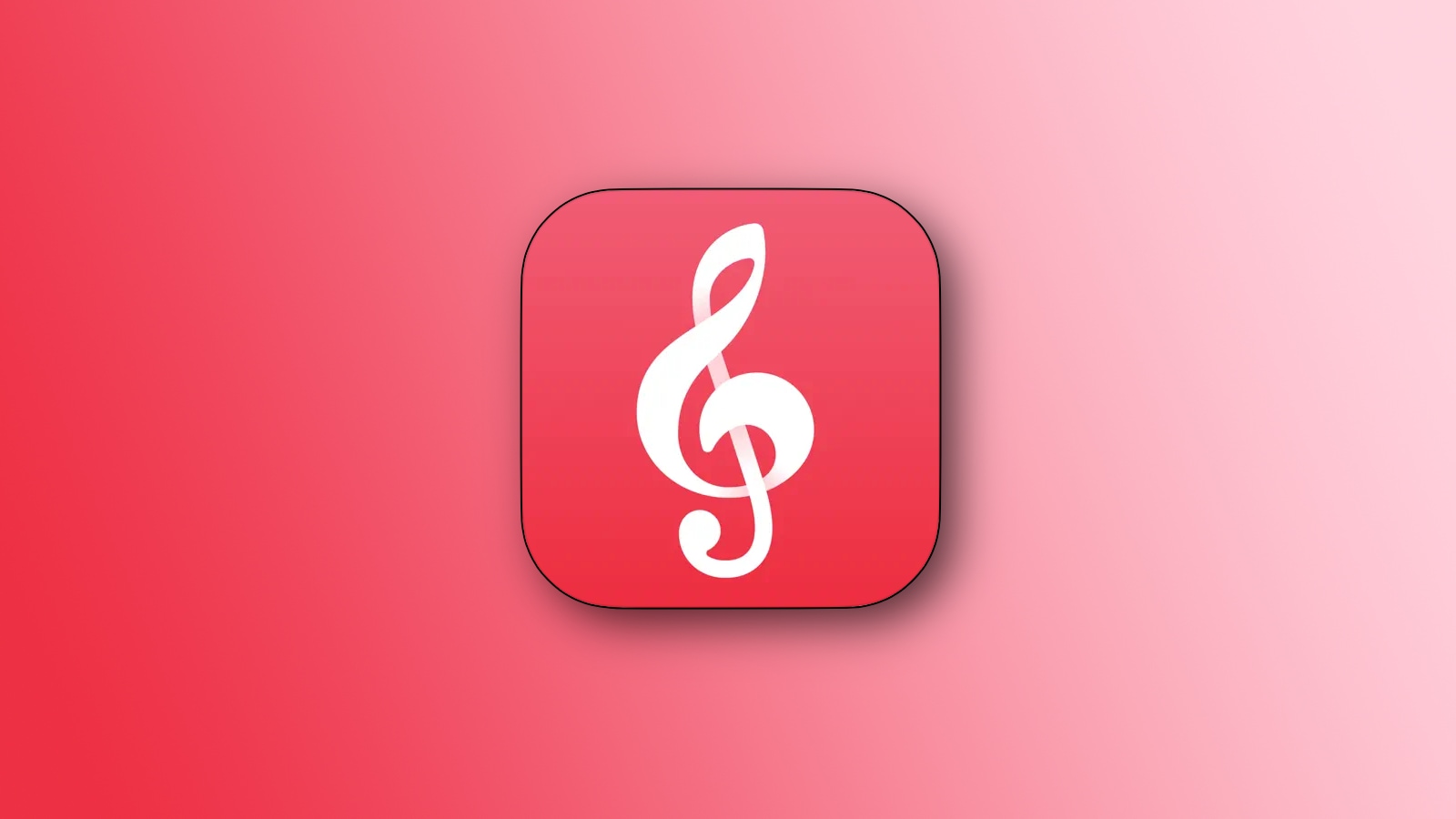 The Apple Music Classical app icon set against a red gradient background