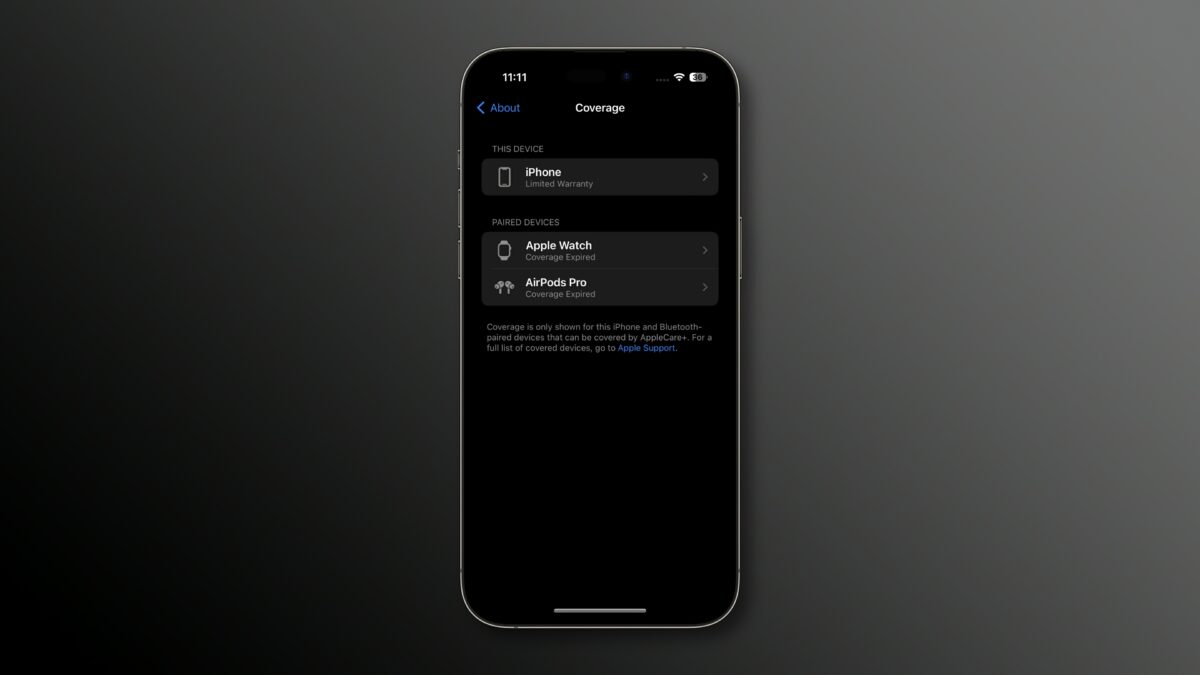 iOS 16.4's Settings app gains a Coverage page for AppleCare+ info