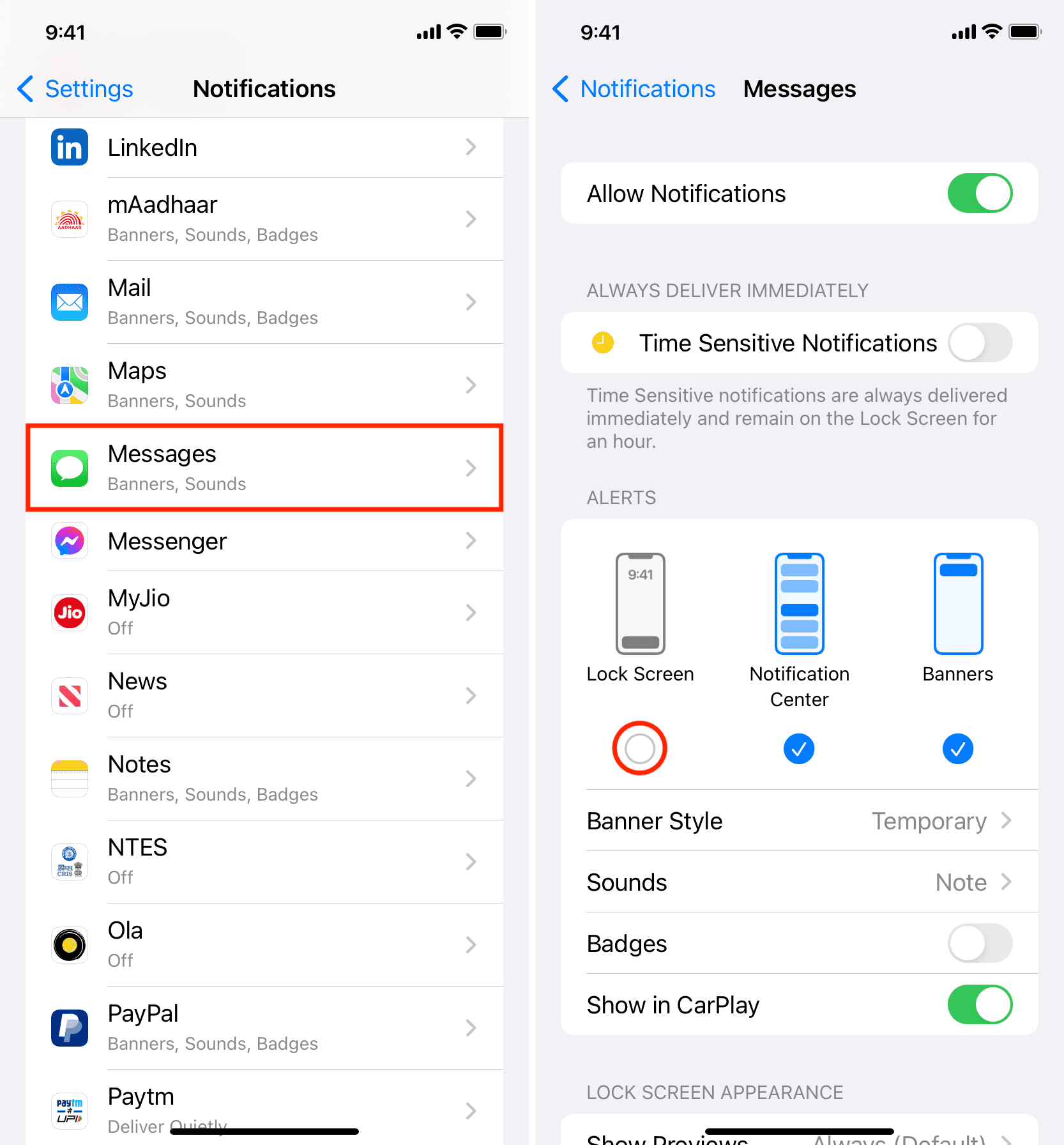 Block app notifications from appearing on the iPhone Lock Screen