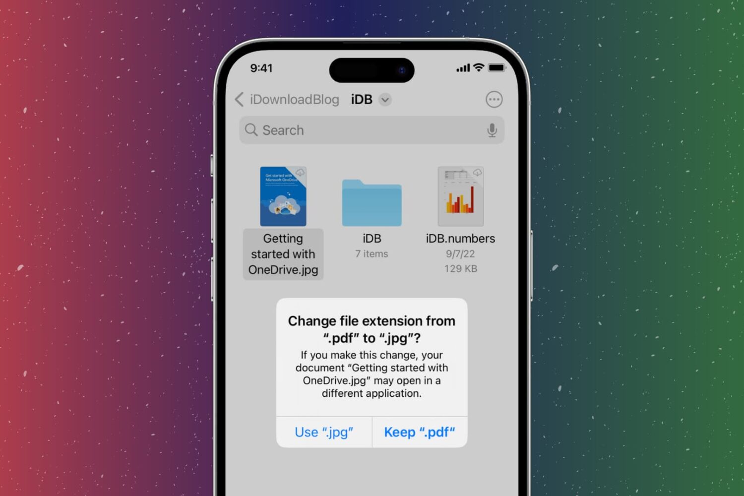 Change file extension on iPhone
