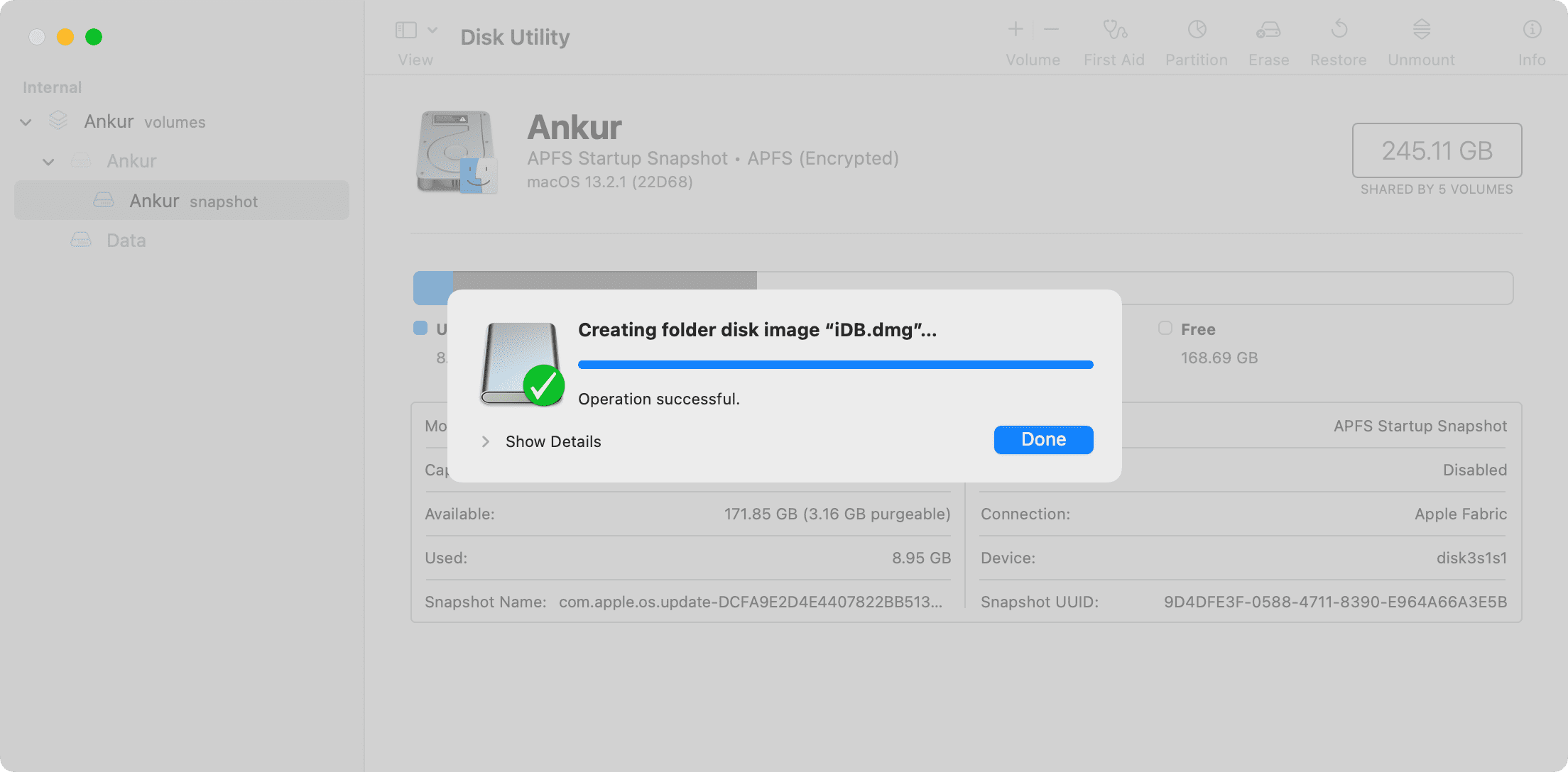 Creating folder disk image successful on Mac