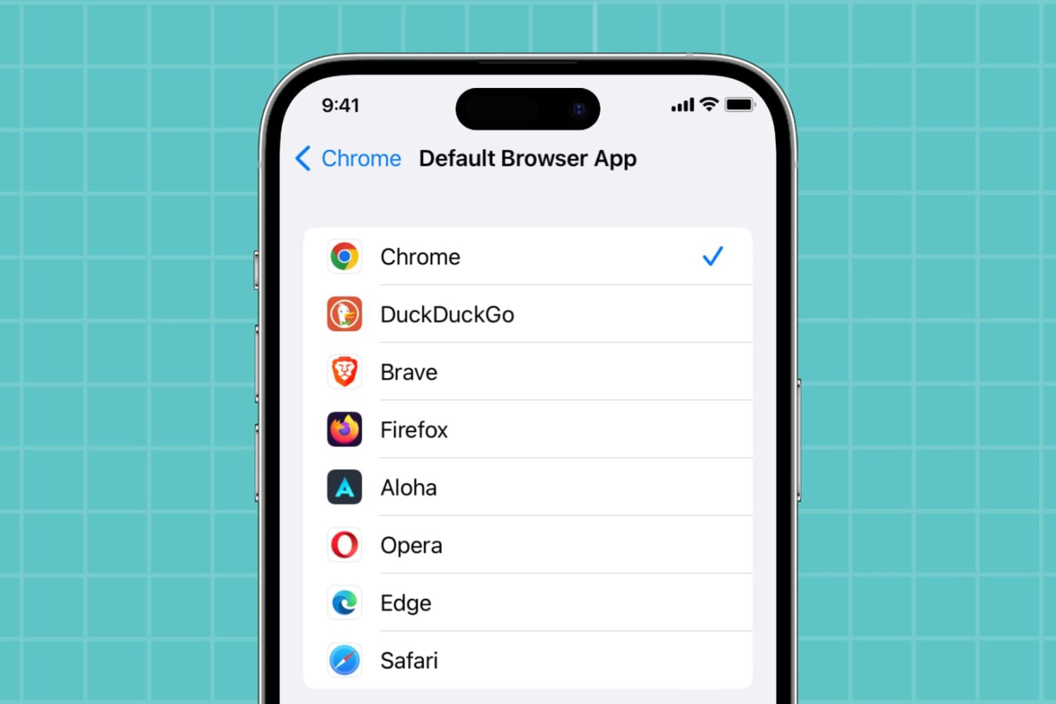 Choosing default web browser on iPhone