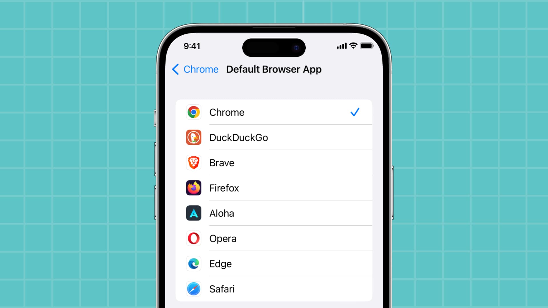 Choosing default web browser on iPhone