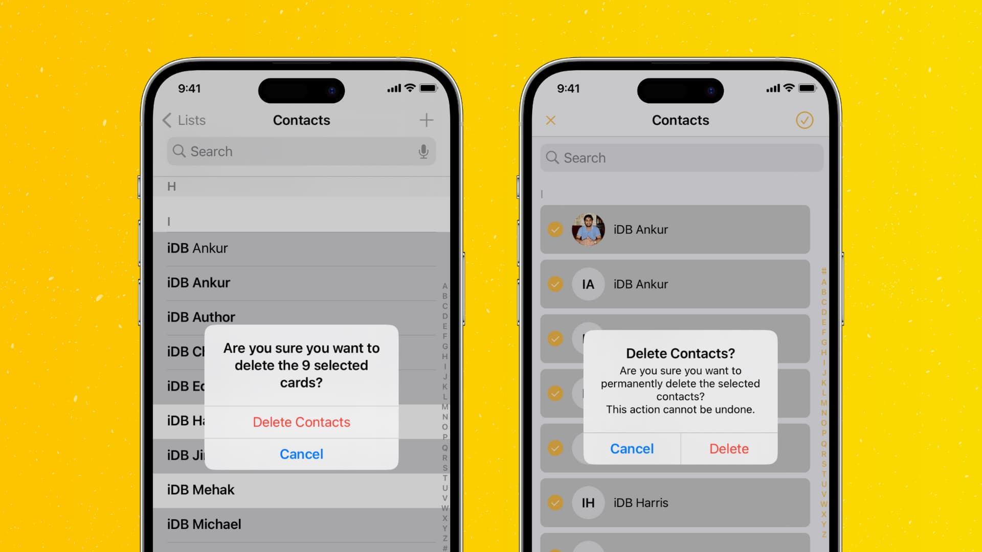 Deleting multiple contacts on iPhone