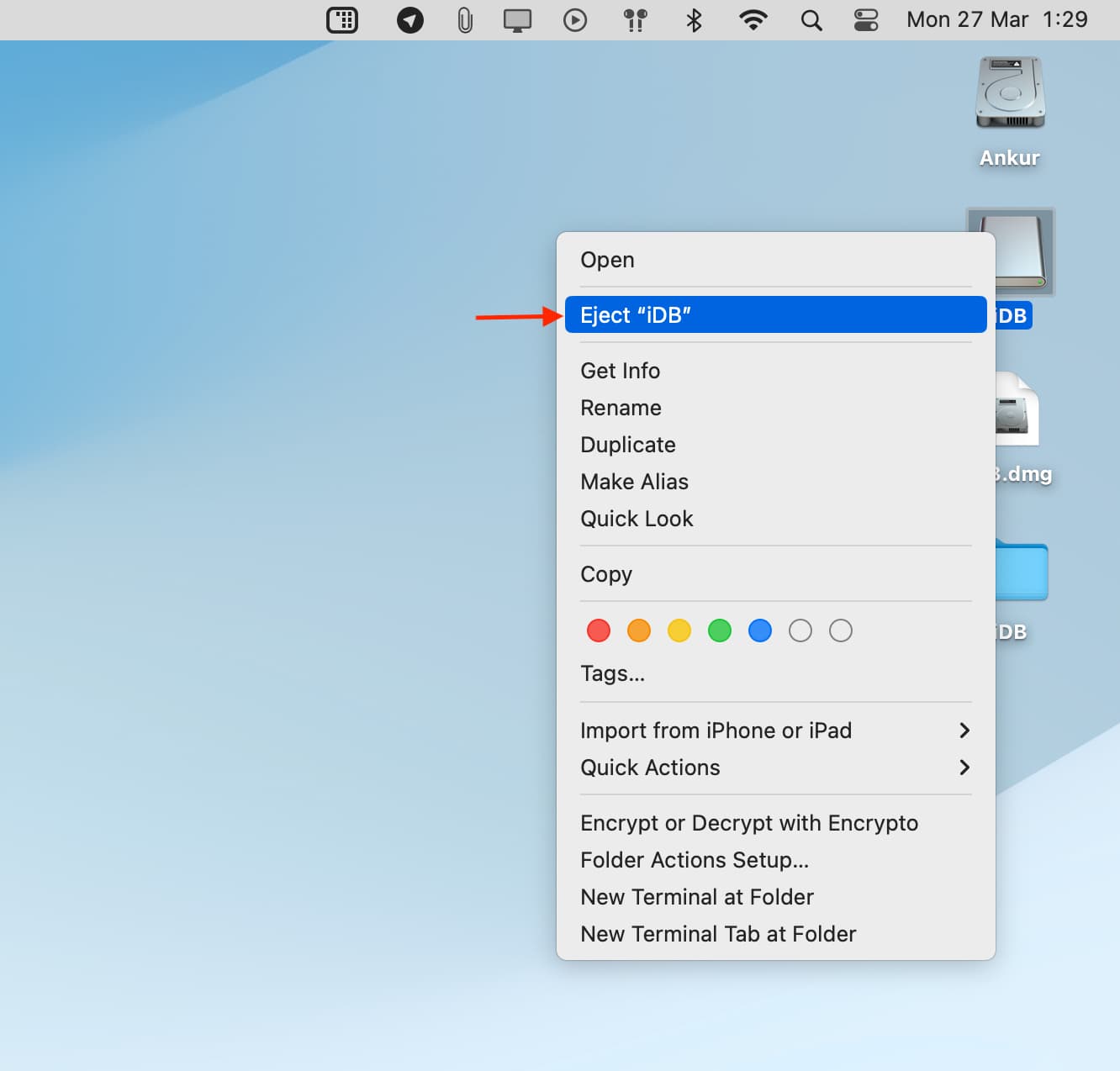 Eject locked folder to hide it again on Mac