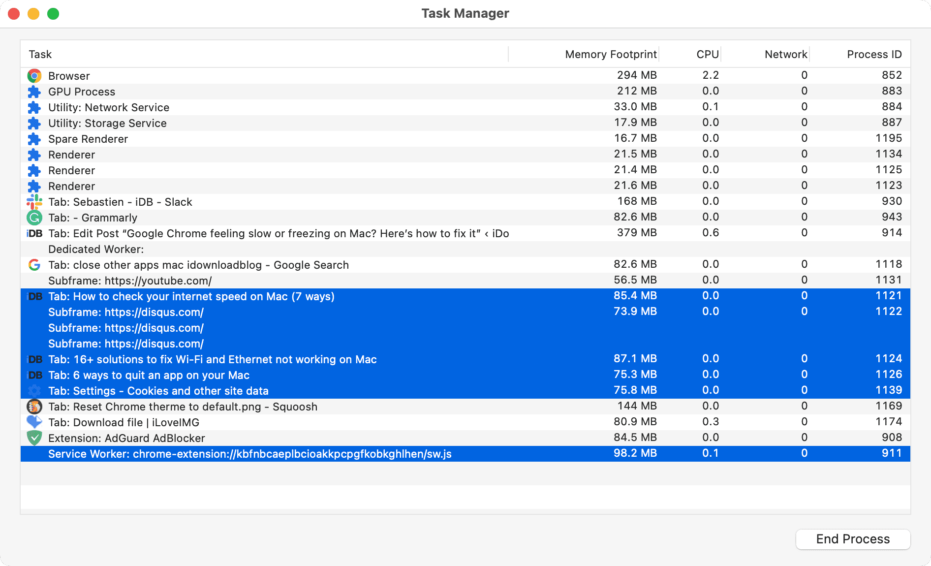 End Process in Chrome Task Manager