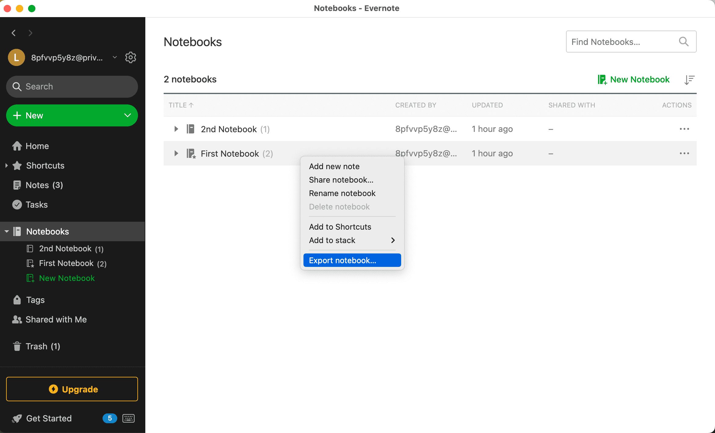 Export entire notebook in Evernote on Mac
