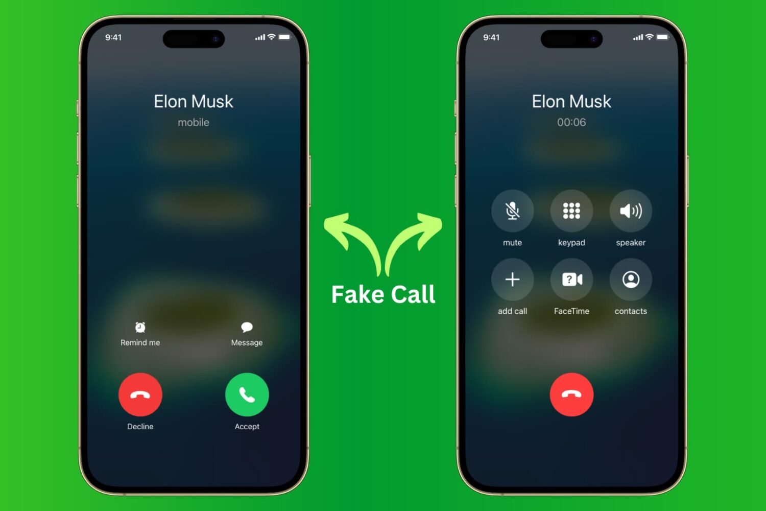 Receiving and picking up a fake call on iPhone
