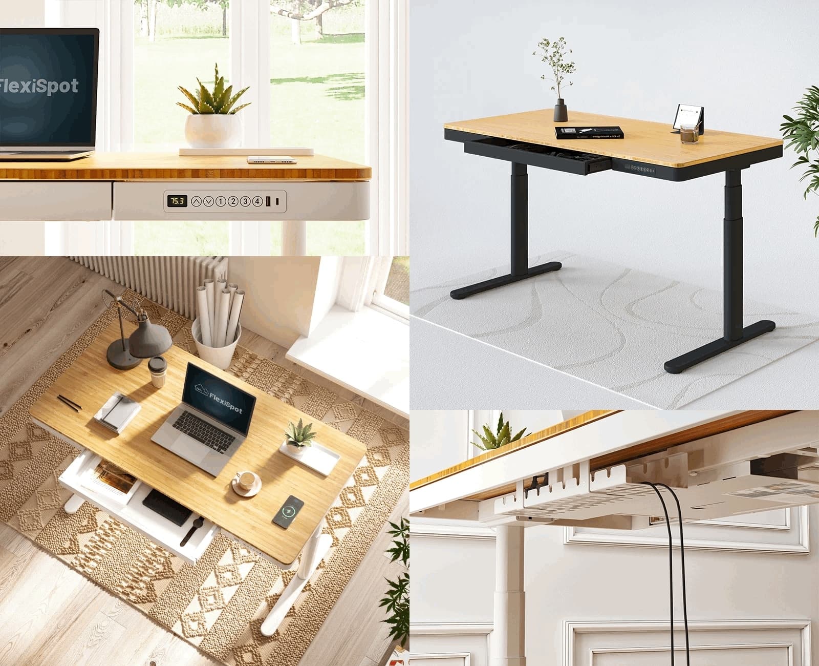 FlexiSpot standing desk with electronic height control.