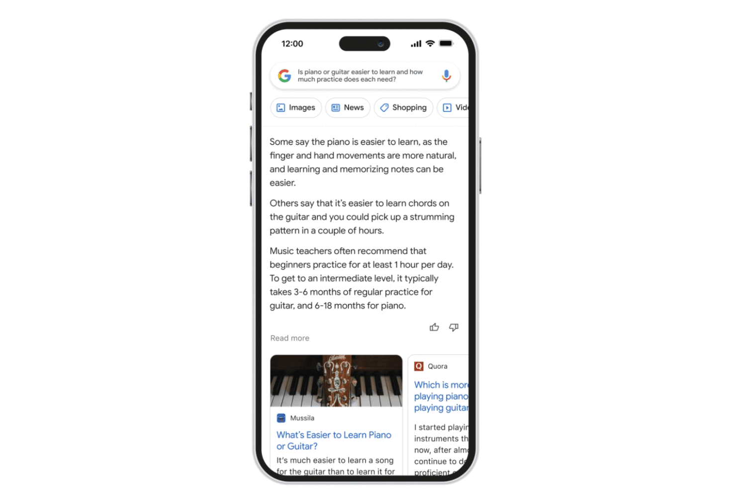 Google Bard complex query example in Safari on iPhone