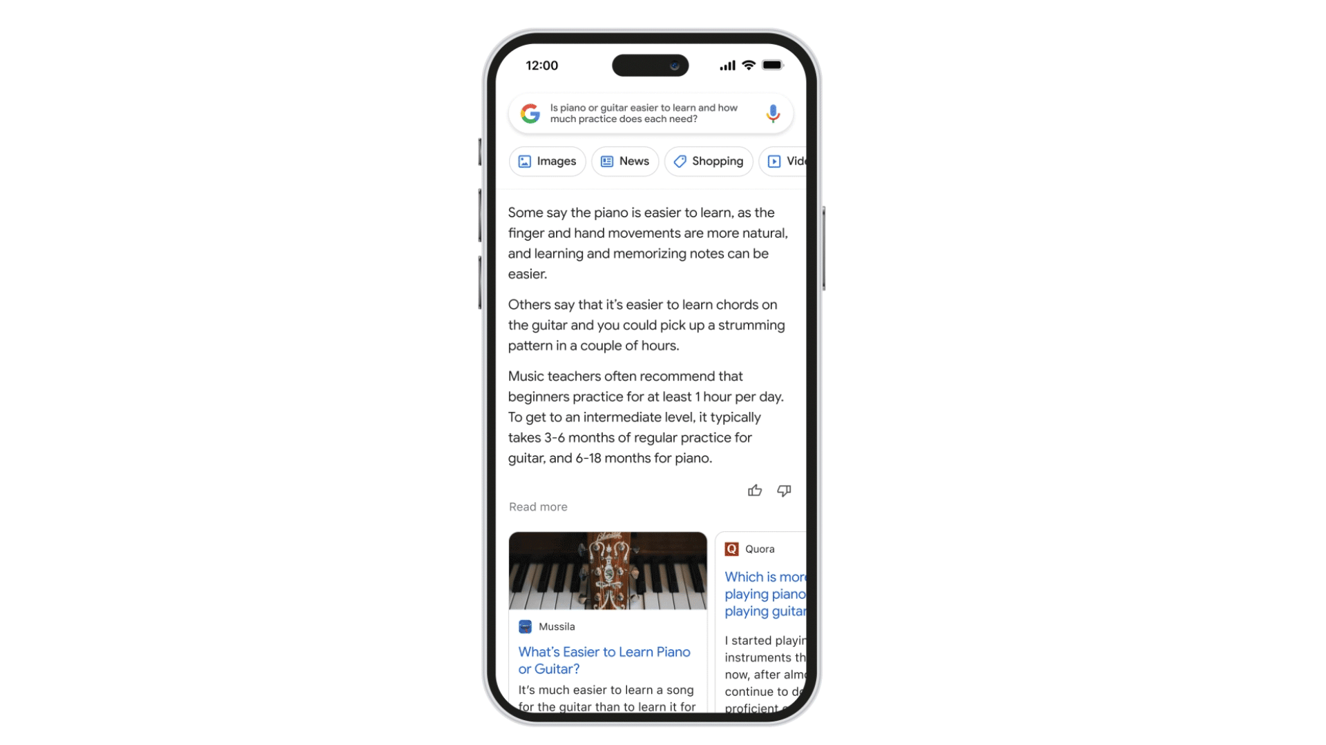 Google Bard complex query example in Safari on iPhone