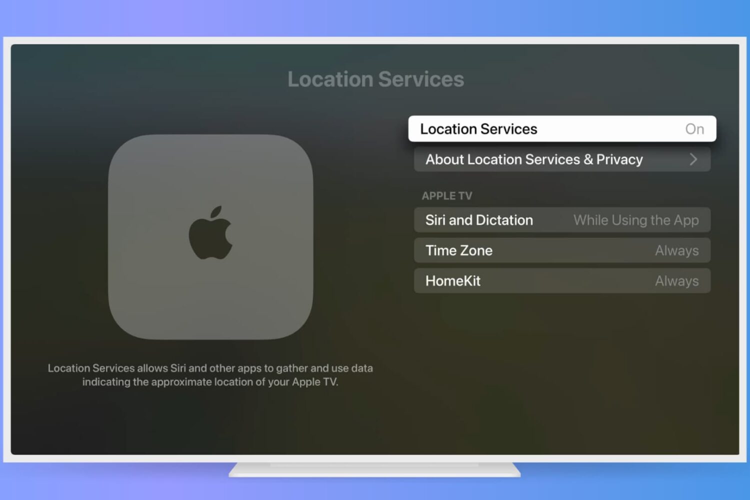 Location Services on Apple TV