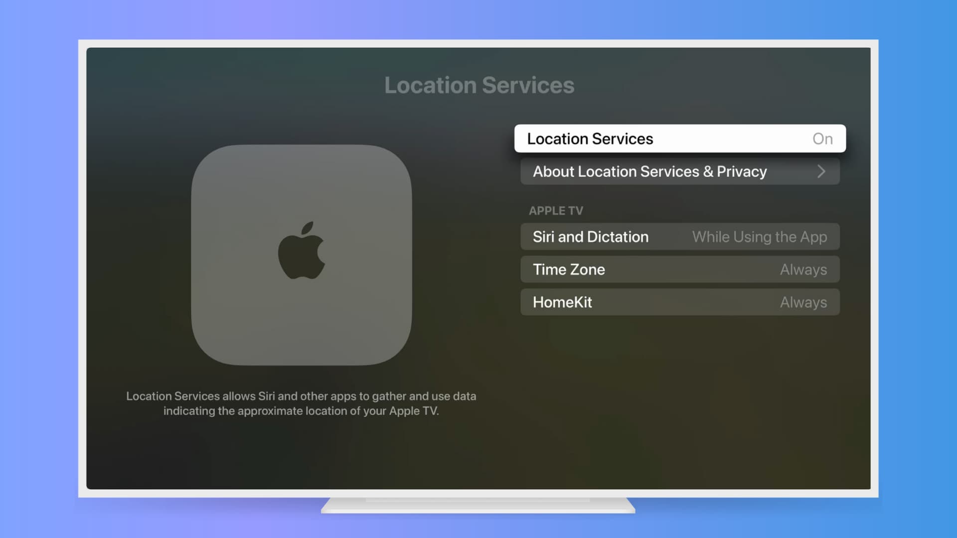 Location Services on Apple TV
