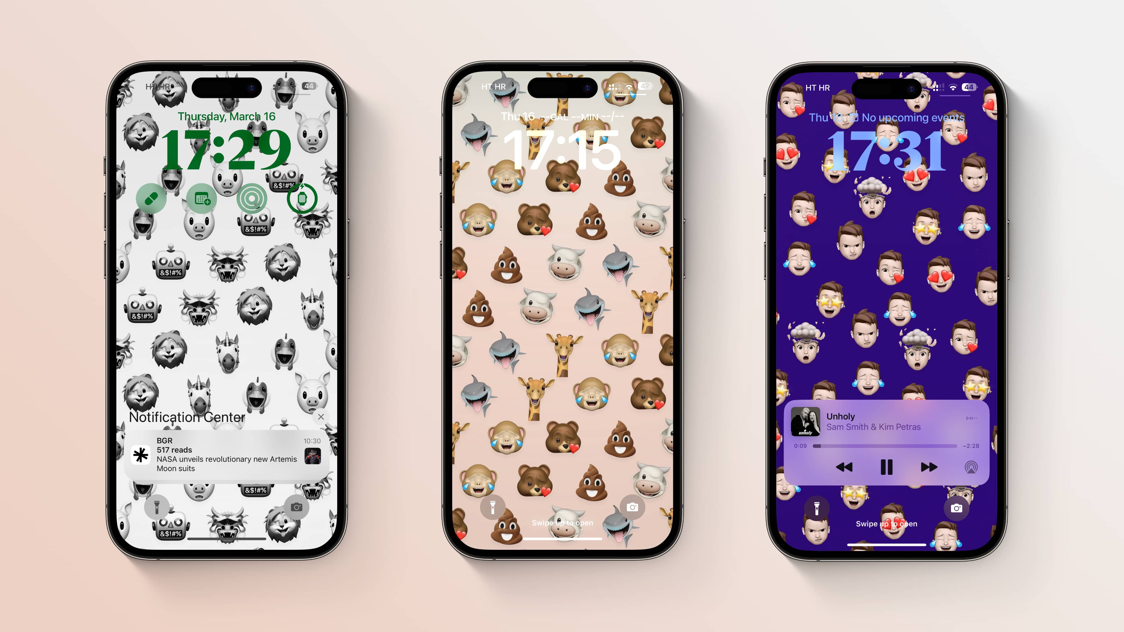 iPhone screenshots showcasing Memoji wallpapers