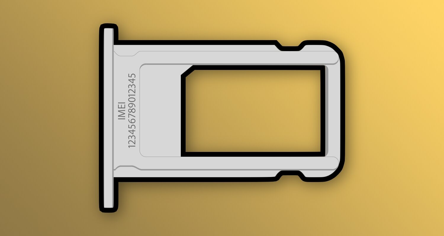 Nano SIM card tray set against a gradient gold background