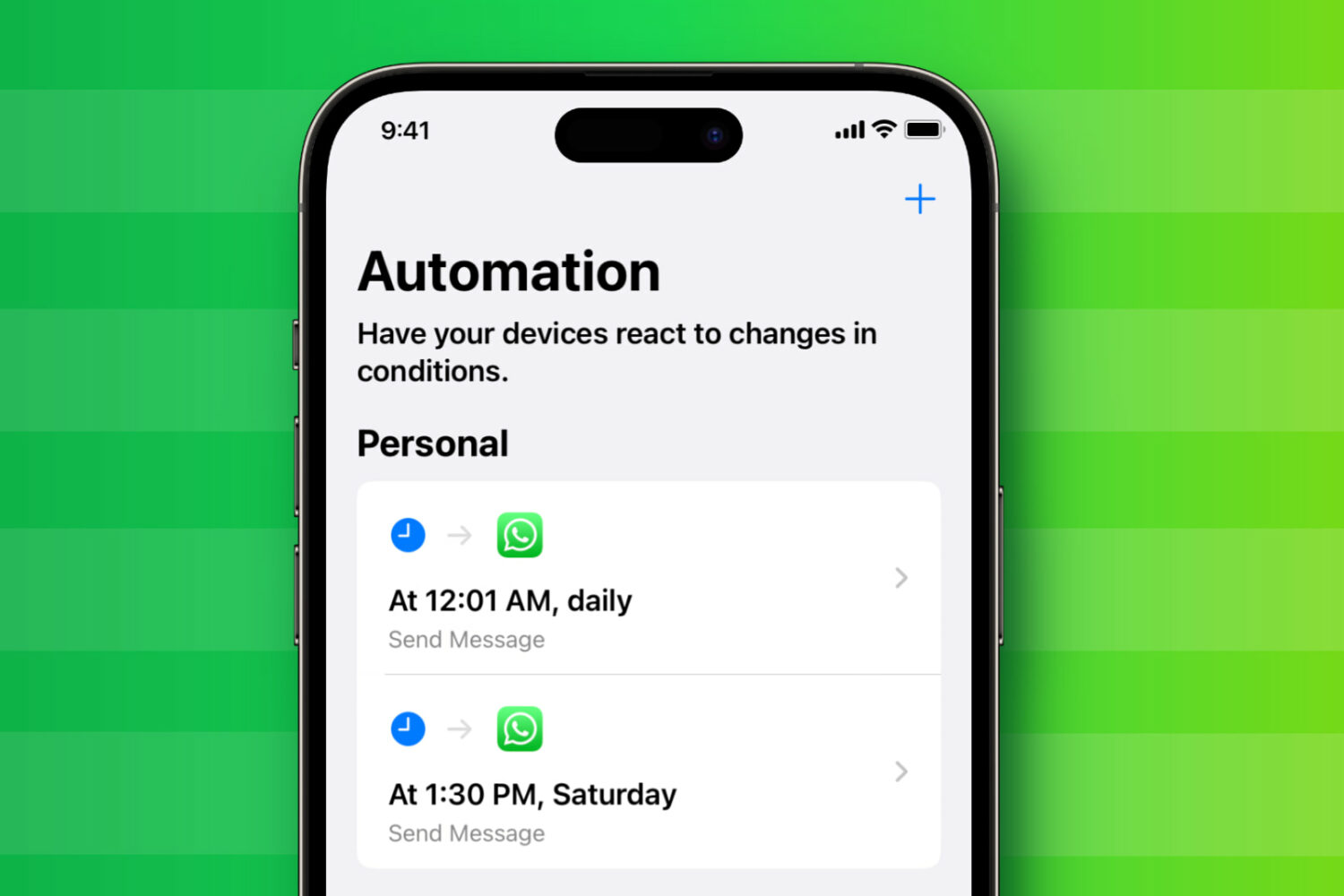 iOS automation to schedule WhatsApp messages on iPhone