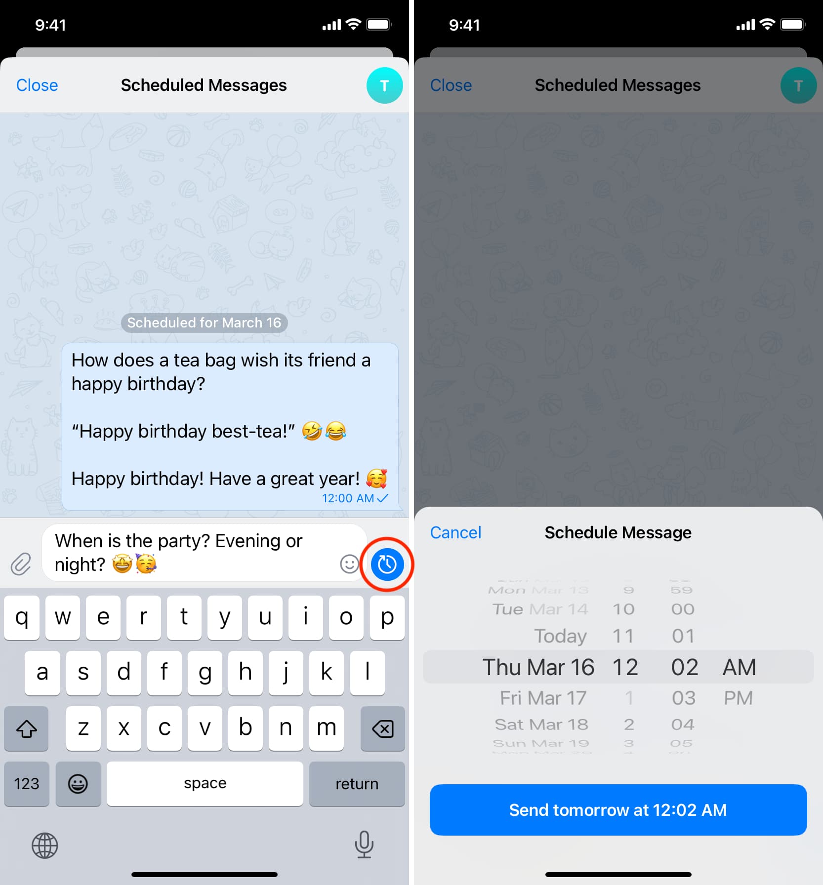 Schedule more messages on Telegram