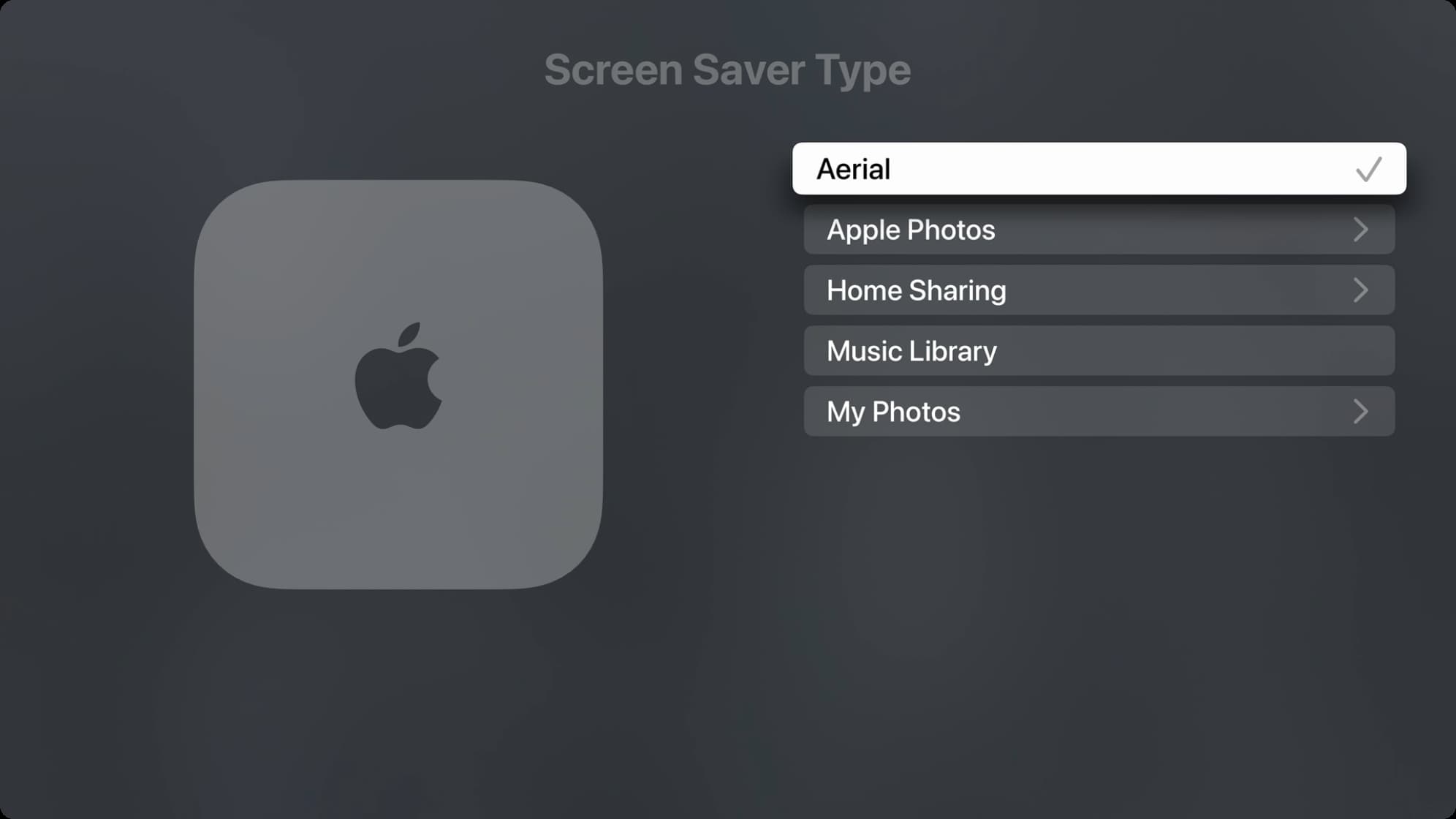 Screen Saver Type on Apple TV