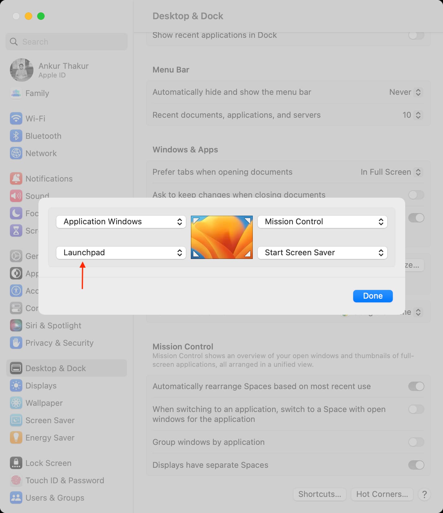 Set Launchpad as a Hot Corner on Mac