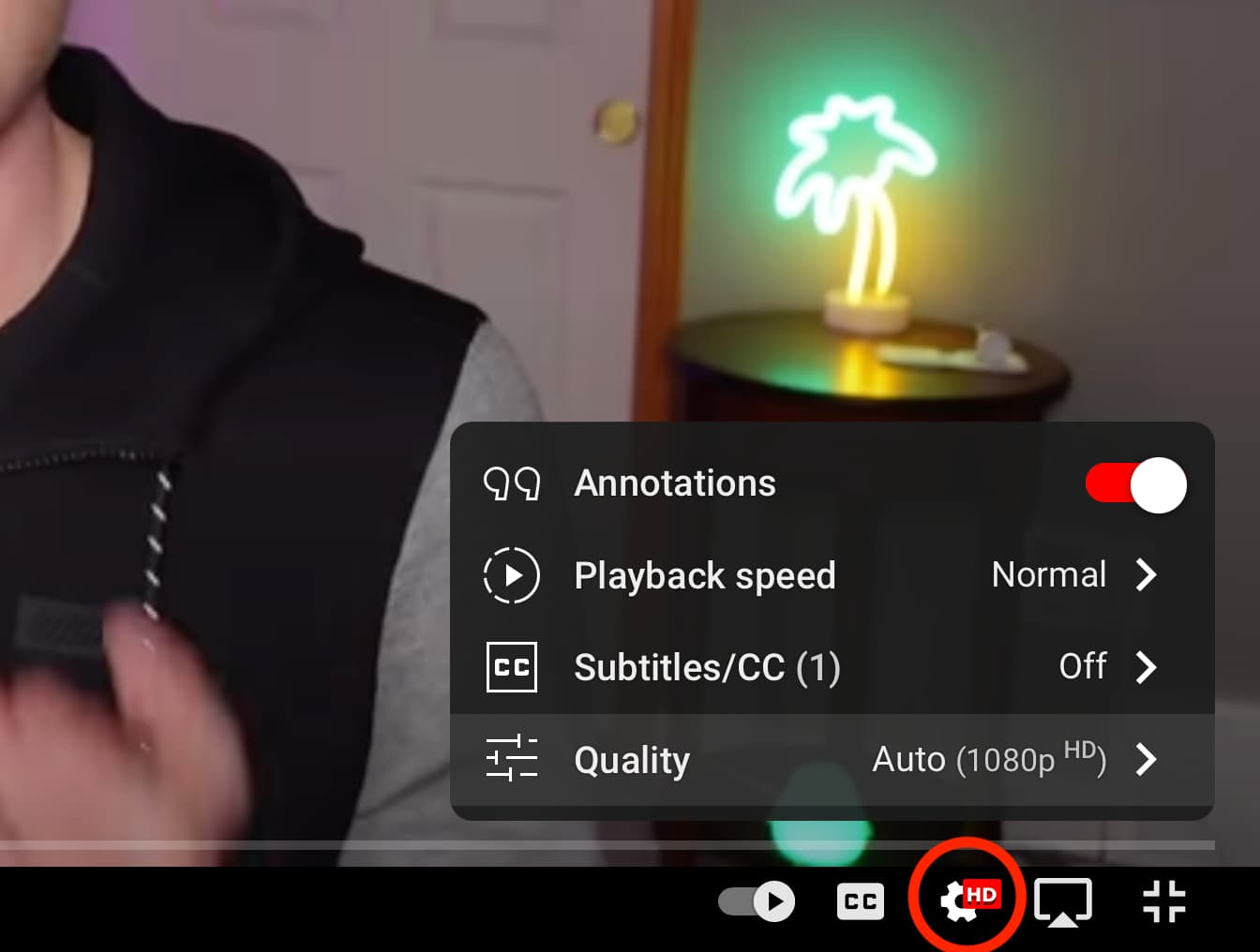 Set YouTube video quality on computer
