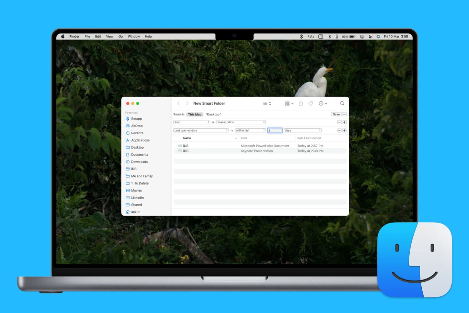 Smart folders in Finder on Mac