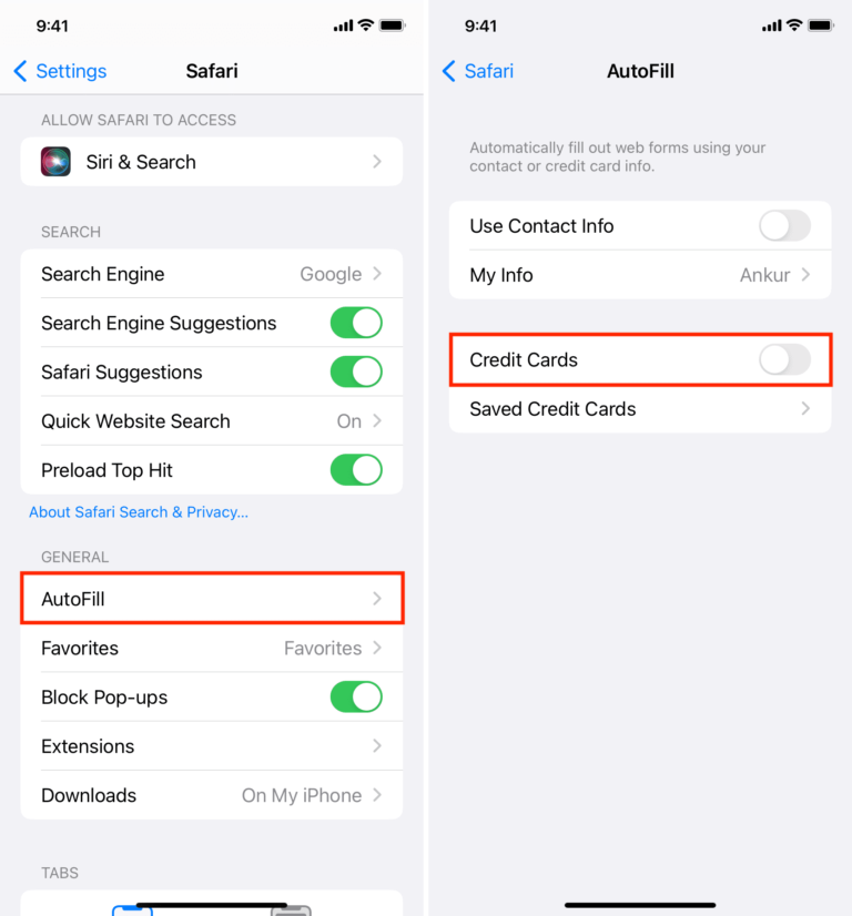How to add or remove your credit card details from Safari