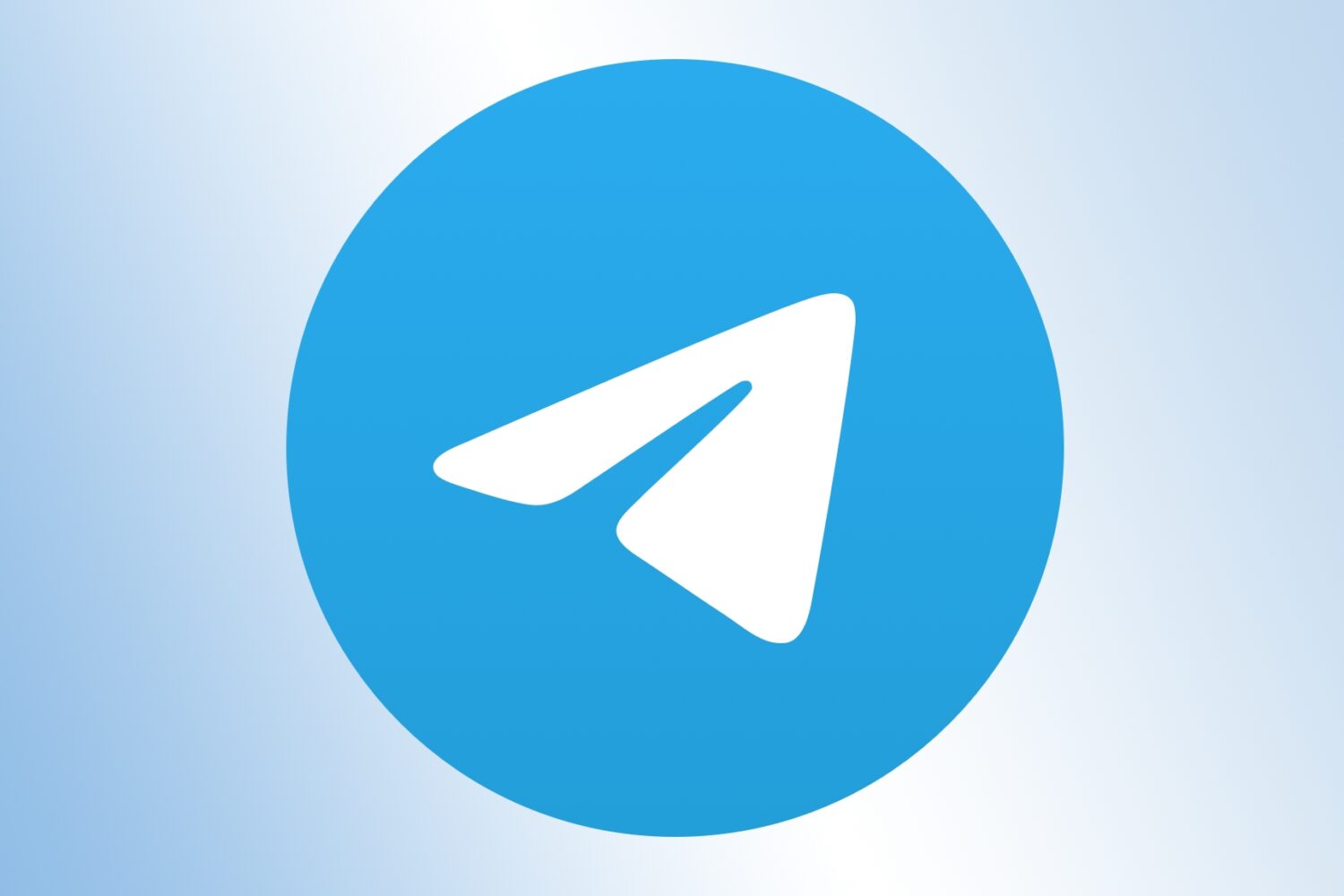 Telegram logo set against a light blue gradient background