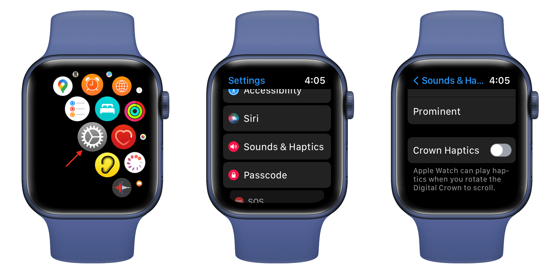Turn off Crown Haptics from Apple Watch settings