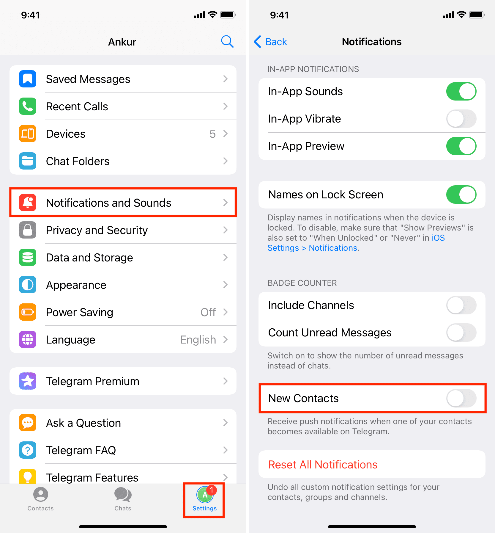 Turn off New Contacts joined notifications on iPhone