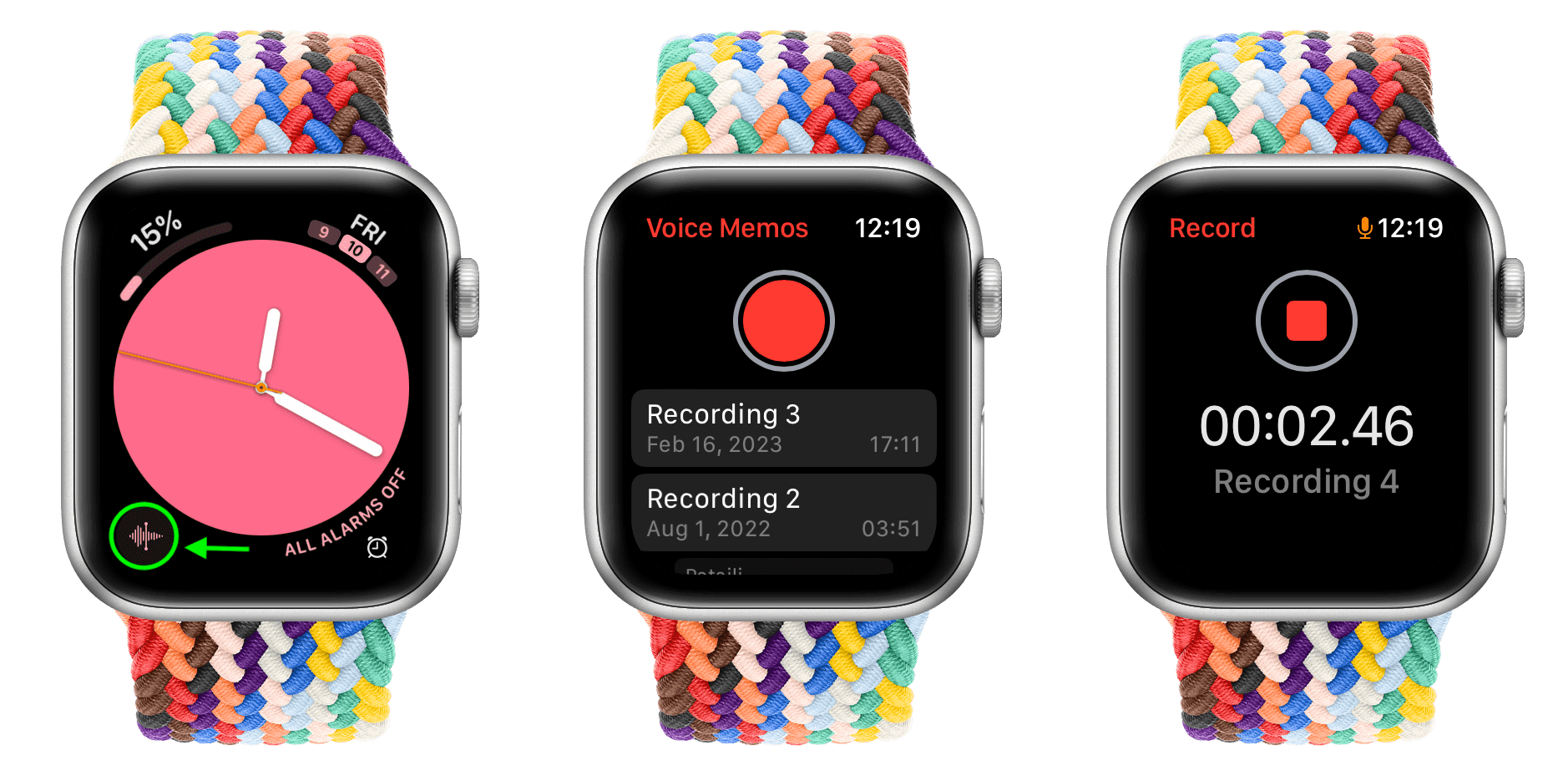 Voice Memos app on Apple Watch
