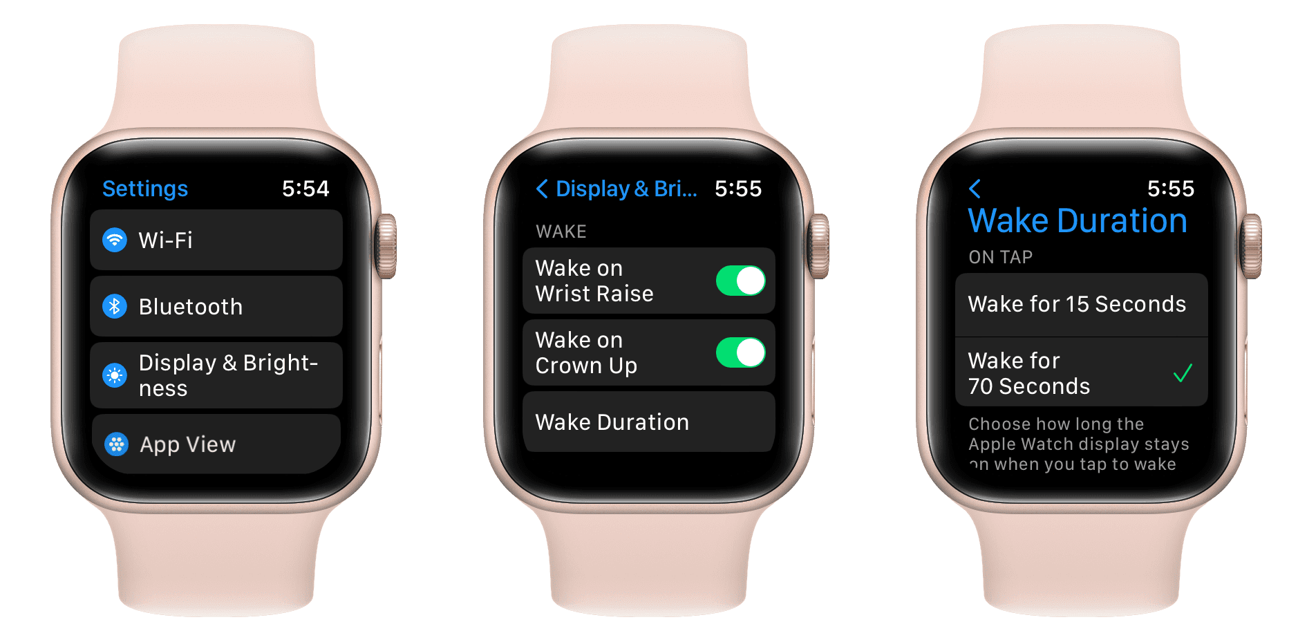 Wake duration settings on Apple Watch