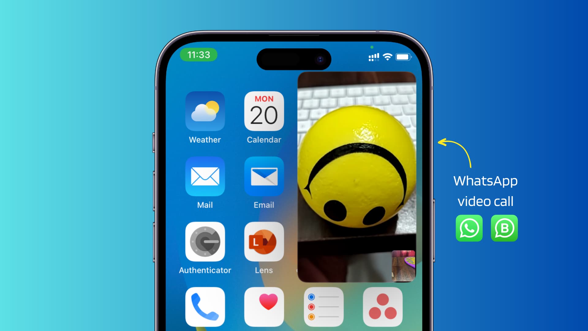 WhatsApp video call in Picture in Picture mode on iPhone