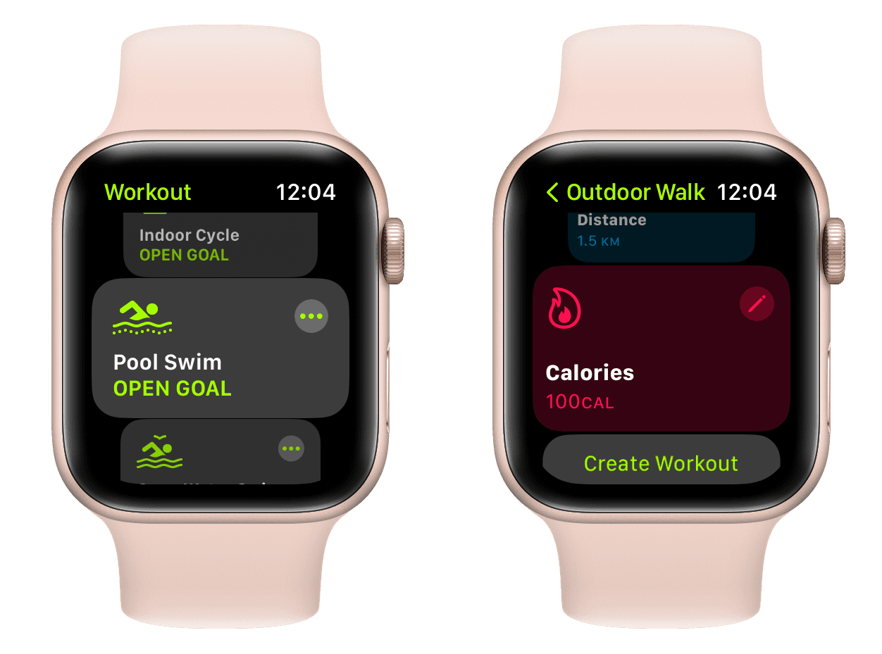 Workout app on Apple Watch