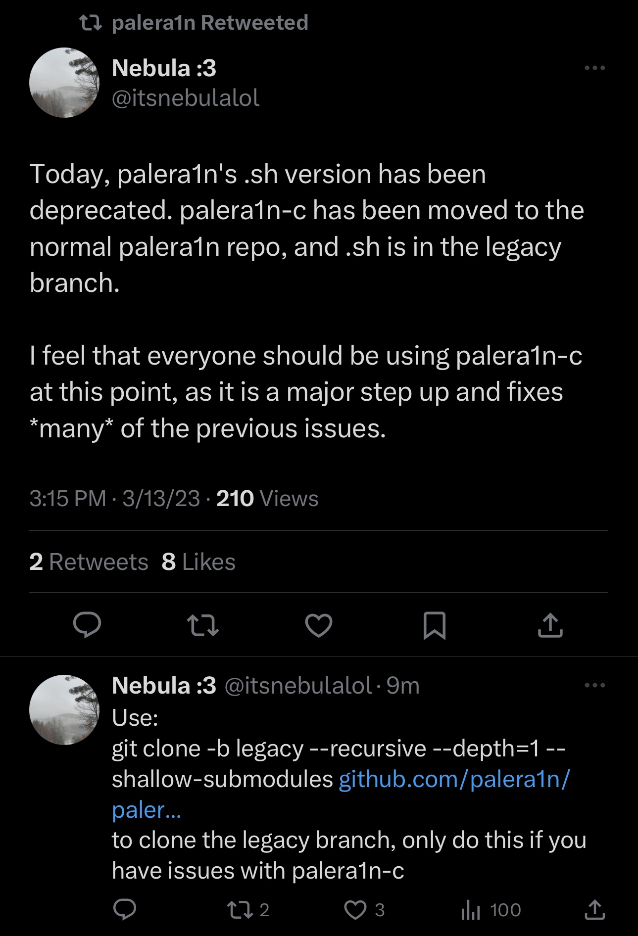 Palera1n-c now recommended over palera1n legacy.