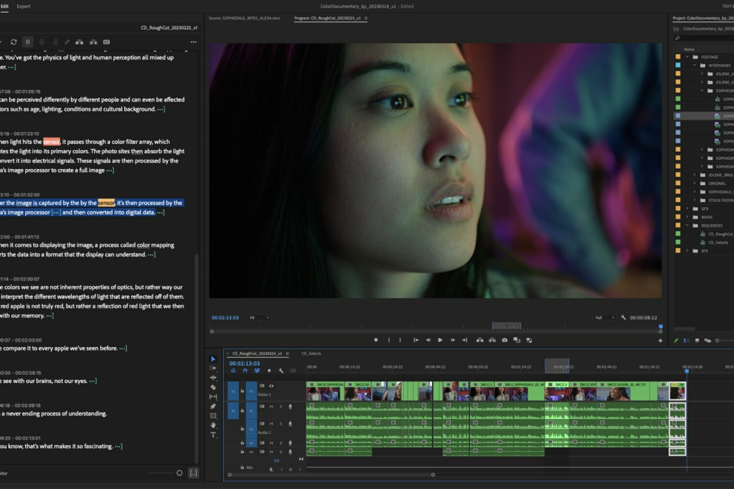 Text-based editing in Premiere Pro for macOS
