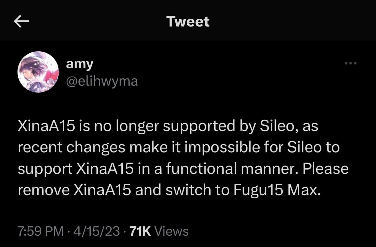 Amy While says that Sileo will no longer support XinaA15 for iOS 15.