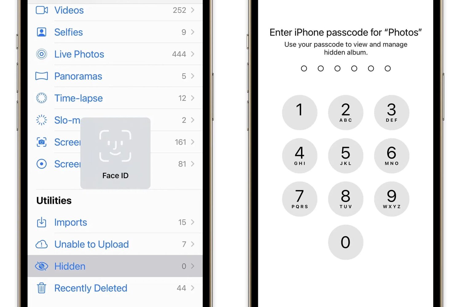 Anouk authentication for Hidden album iOS 15.