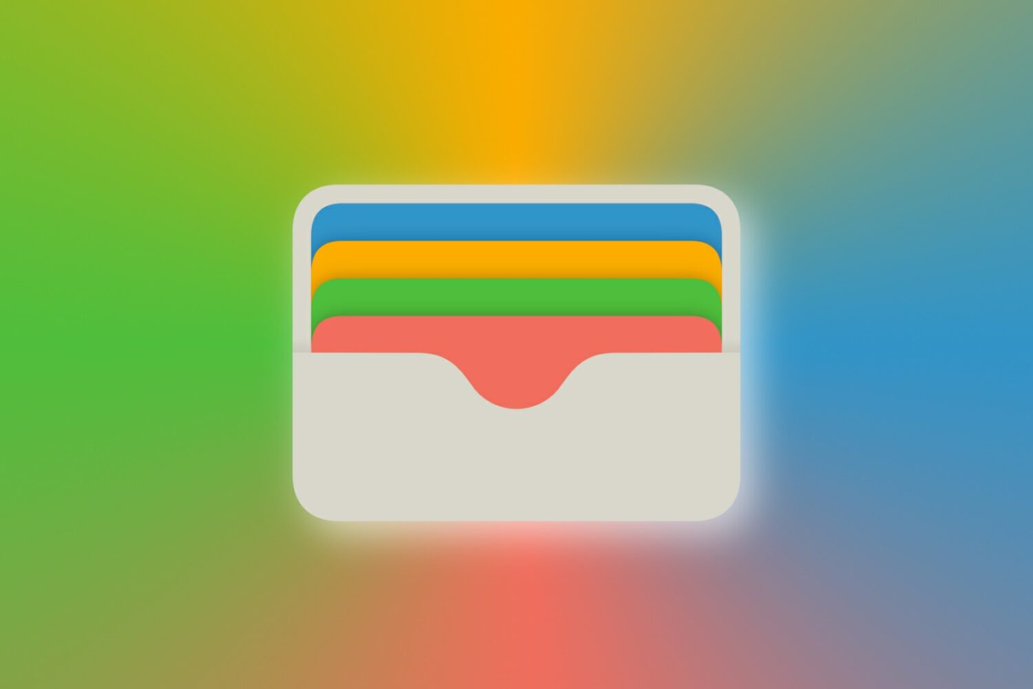 The Apple Wallet app icon set against a color gradient background