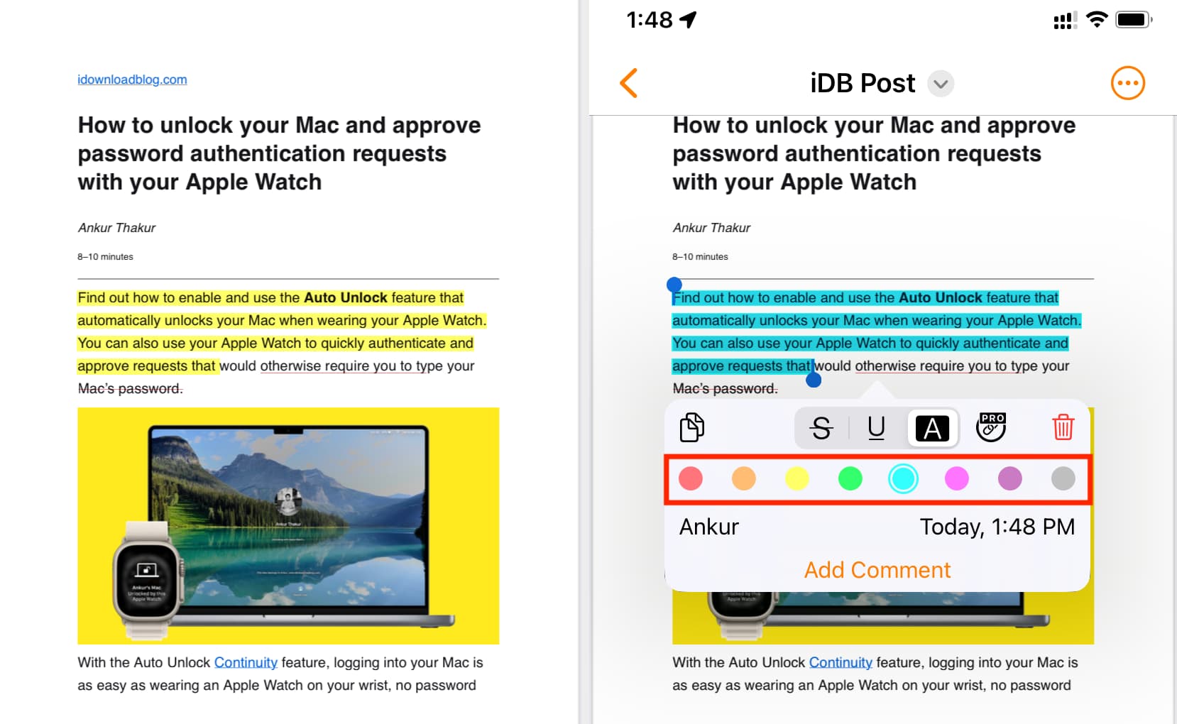 Change text highlight color in PDF on iPhone