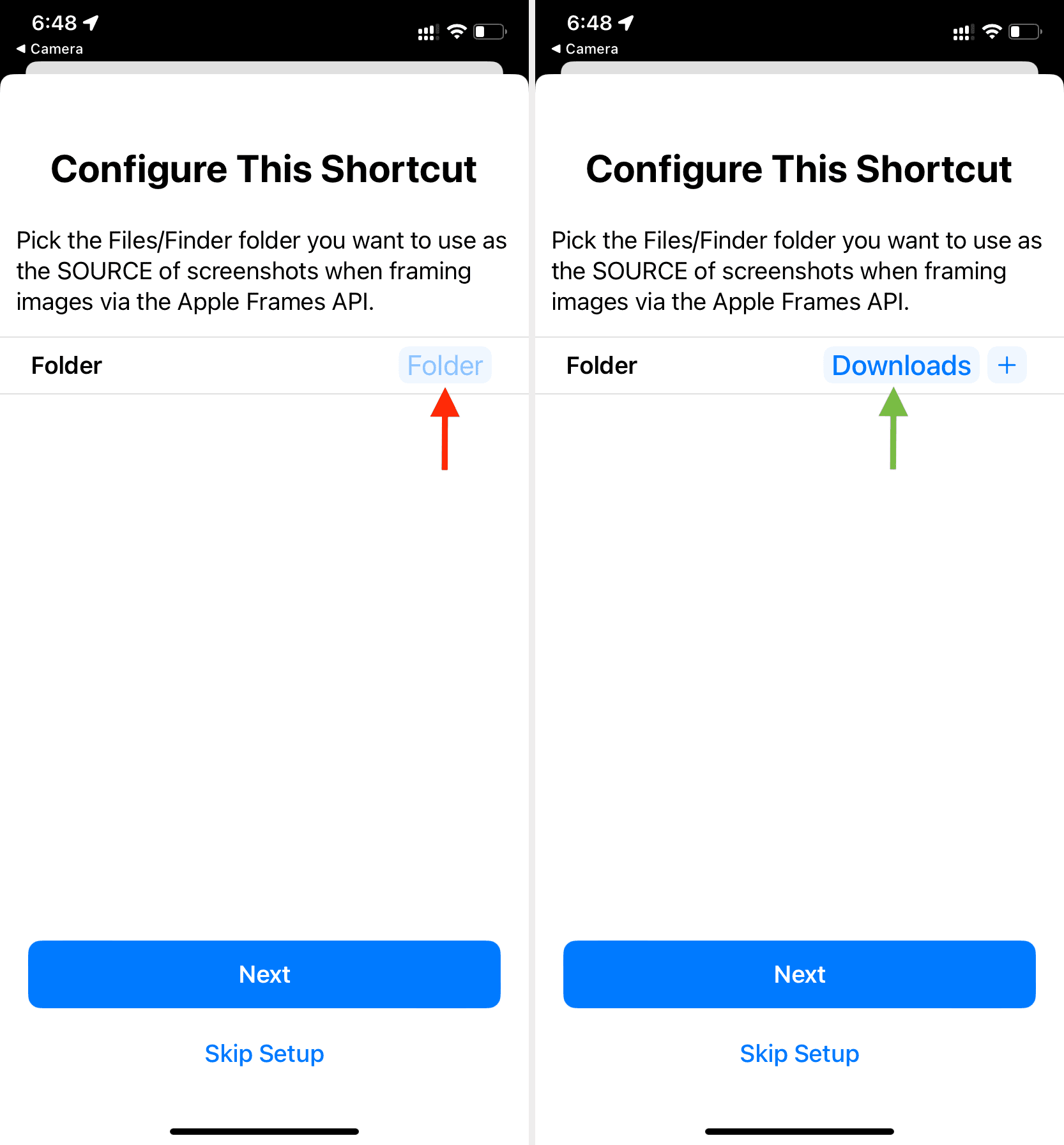 Configure Apple Frames shortcut on iPhone