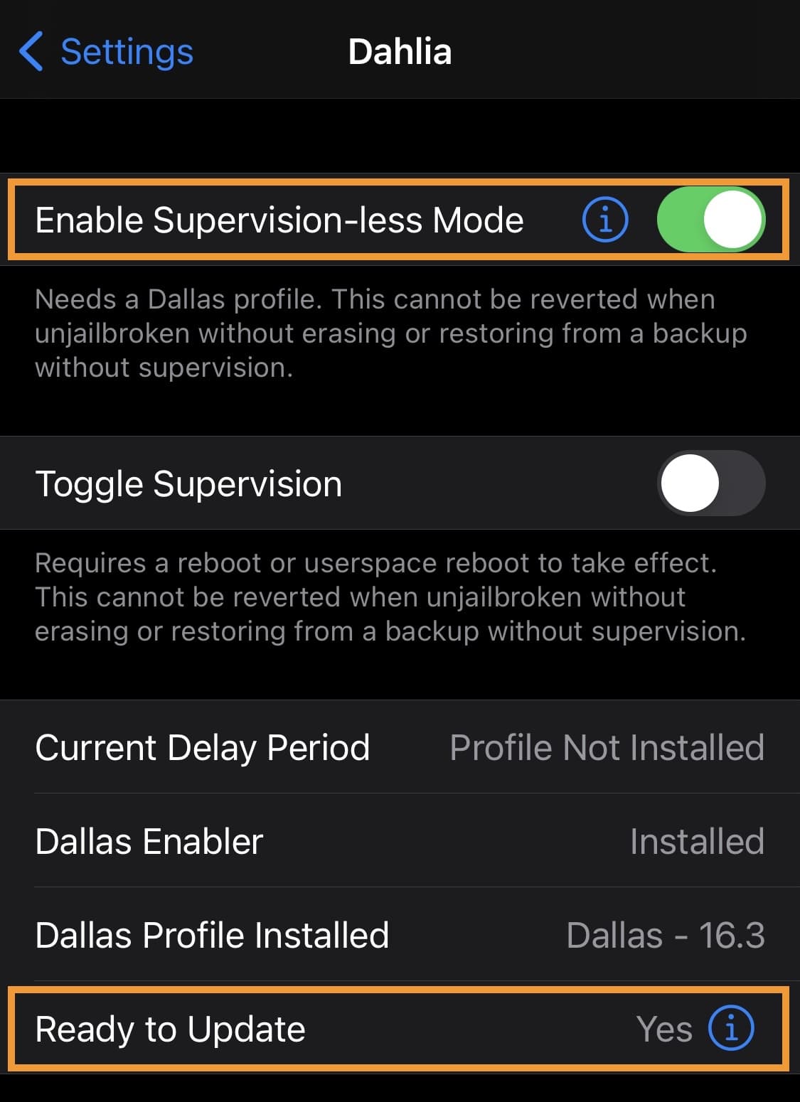 Enable Supervision-Less Mode.
