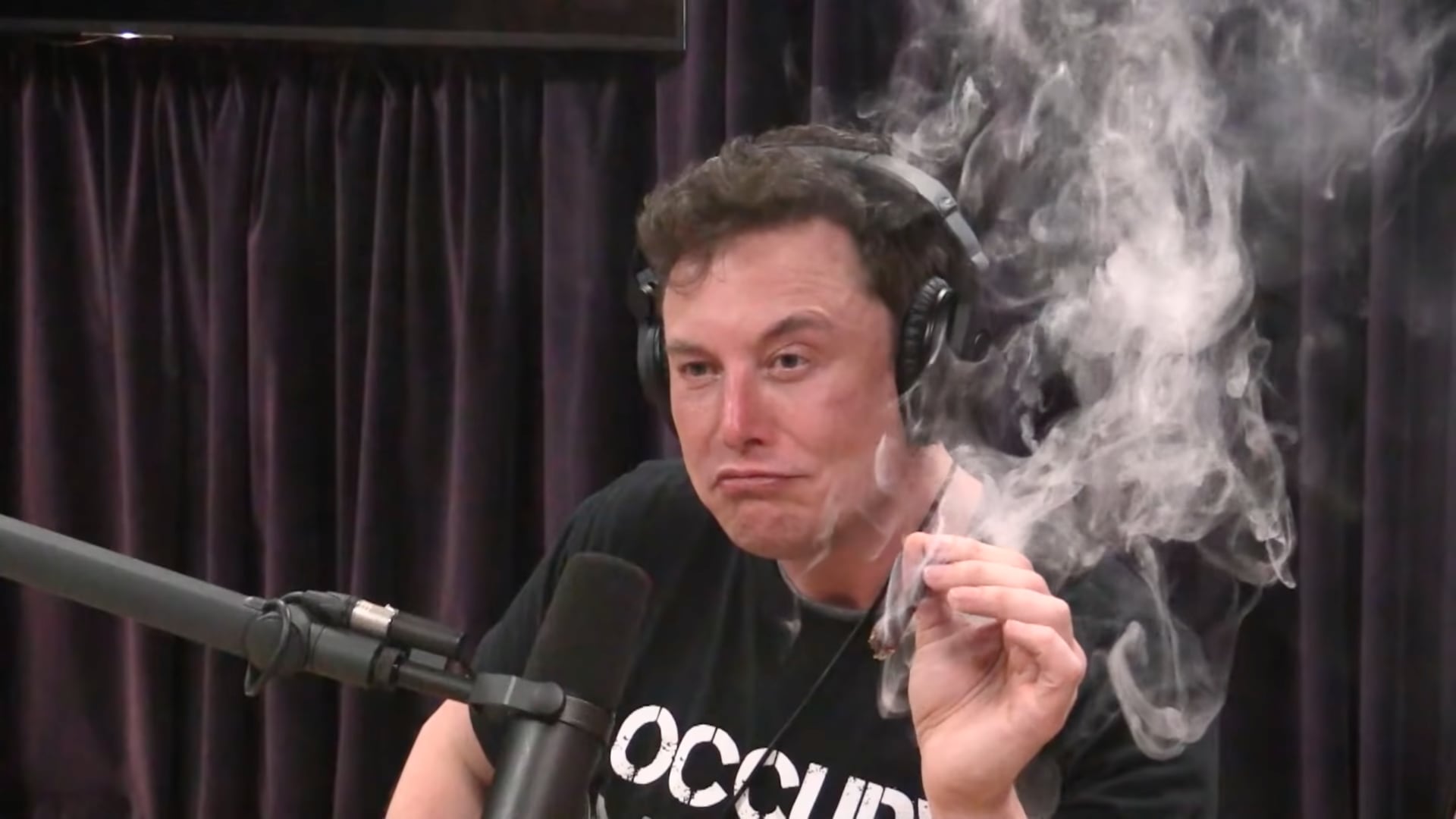 Elon Musk smoking weed on the Joe Rogan podcast