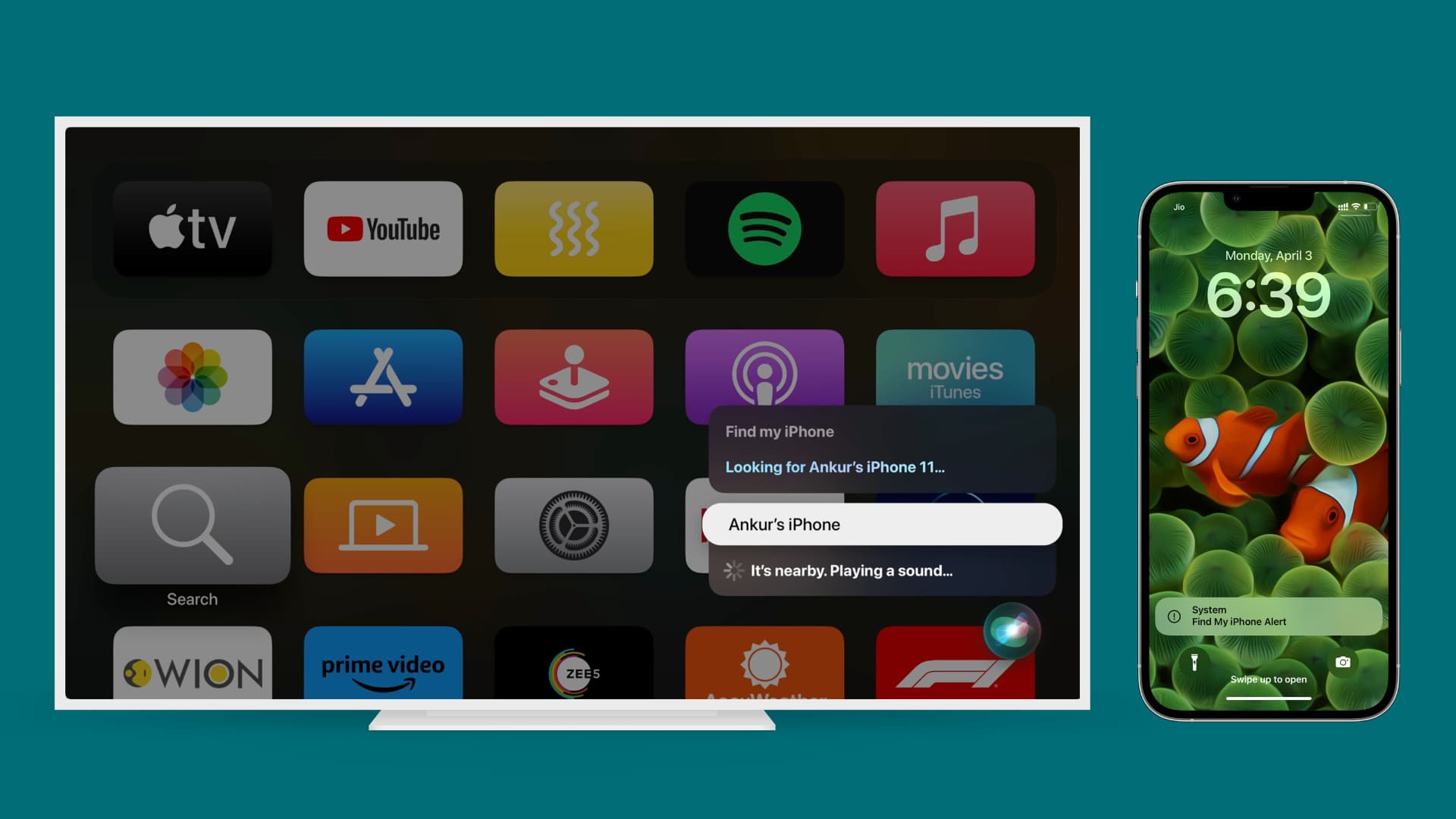 Find iPhone using Apple TV