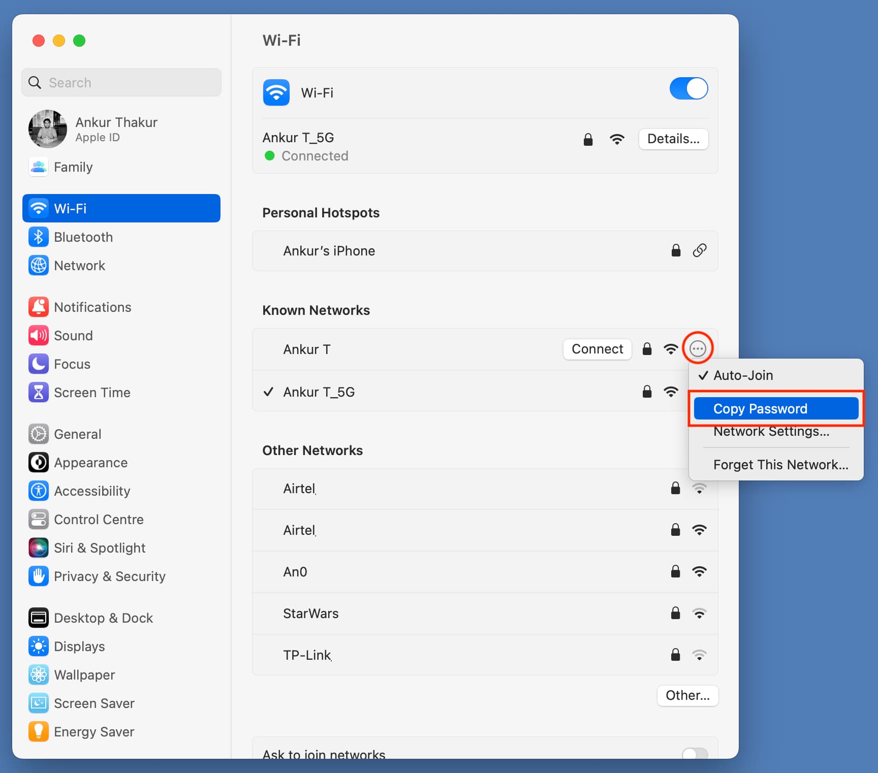 Find password of connected or available Wi-Fi network on Mac