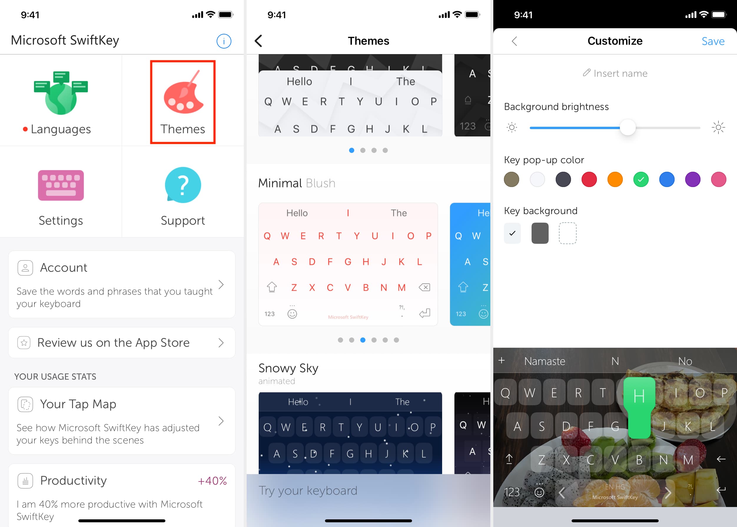 Keyboard colors and themes in SwiftKey on iPhone