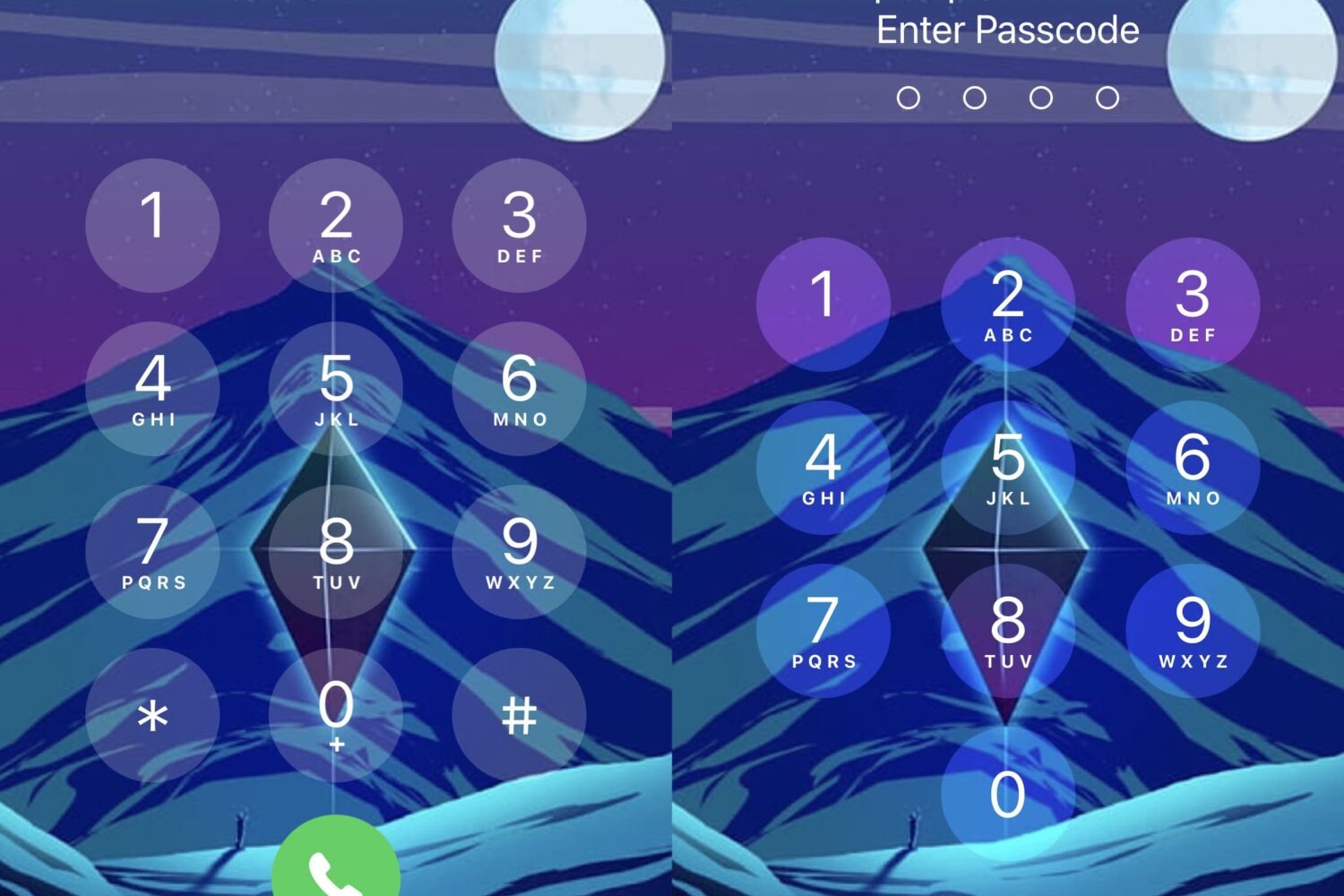 Marie custom backgrounds for passcode and dial pad.