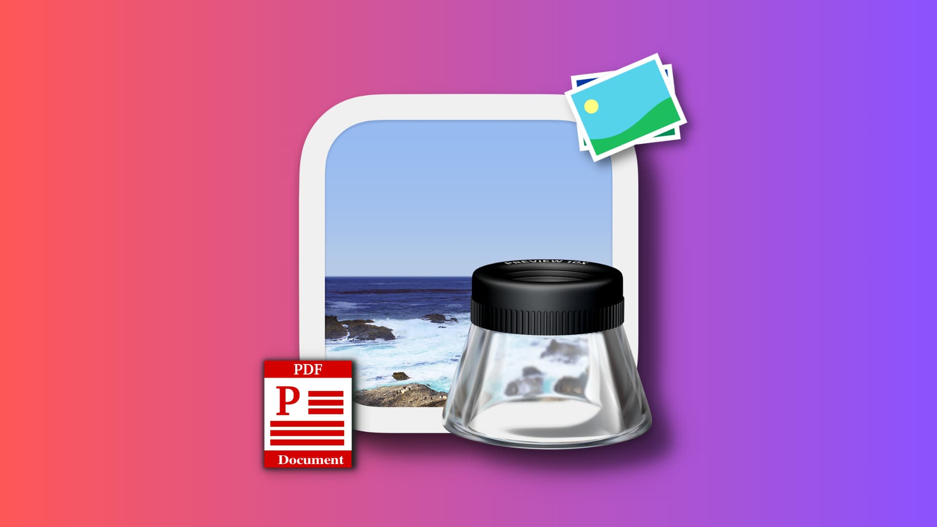 Preview app icon on Mac with extra icons for PDF and image