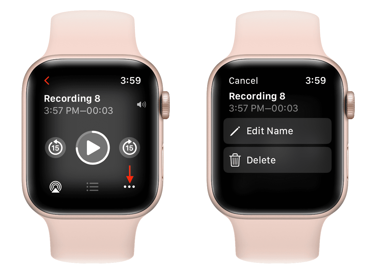 Rename or delete voice note on Apple Watch