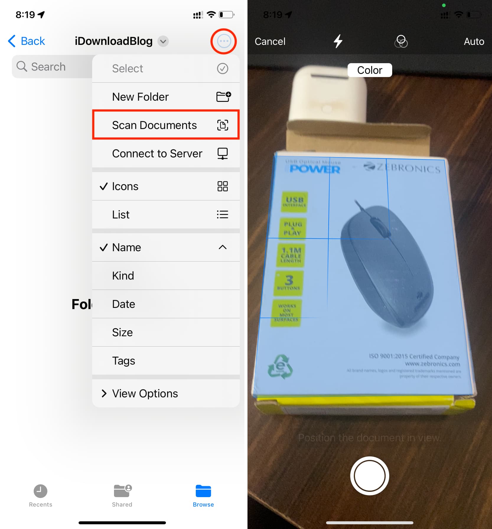 Scan Documents in iPhone Files app