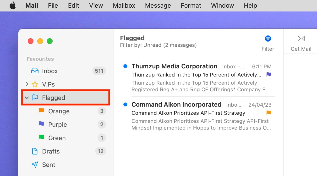 See all flagged emails on Mac